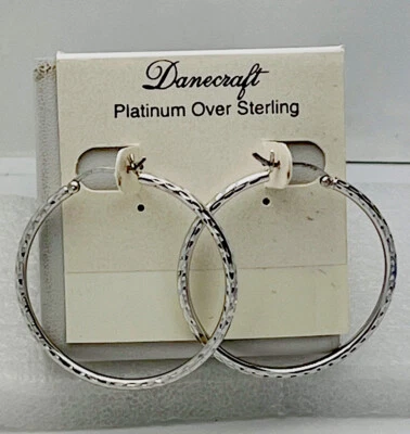 DaneCraft Tarnish Free 925 Sterling Silver Diamond Cut Hoop Earrings - Image 1 of 4