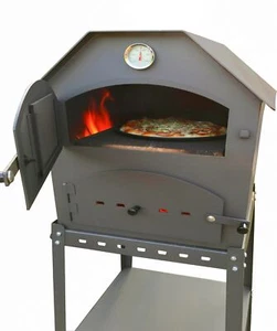 acerto® Profi Pizzaofen Outdoorofen Steinofen doppel-kammer holzofen mit Gestell - Bild 1 von 4