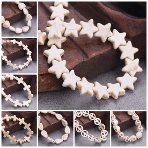 Lote de cuentas de piedra Howlita blanca de 38 cm de 1 hilo para hacer joyas hallazgos de pulsera - Imagen 1 de 12