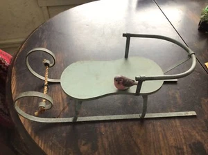 VintageCollectable Marjolein Bastin blue wood & metal sled with bird by Hallmark - Picture 1 of 5