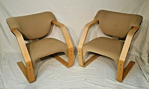 PAIR MID CENTURY MODERN LAMINATED BENTWOOD SLED CHAIRS Cover