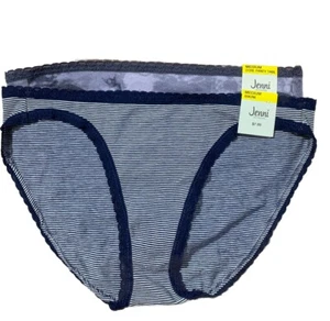 2-Pack JENNI Women's Panties Blue White Striped and Tie Dye Purple Size M - Picture 1 of 4