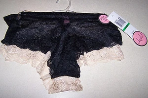 LOT OF 2 - JEZEBEL SOLID BLACK/BEIGE PANTY SZ L NYLON/SPANDEX CHEEKY BACK NWT - Picture 1 of 7