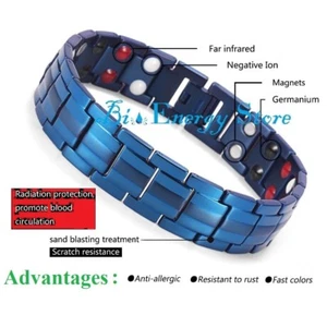 Blaues Energiearmband Gesundheit ION Steine Bio Armband Gesundheit TiTanium Bio Magnet - Bild 1 von 5