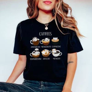 Camiseta Amante del Café Divertida Gato Mamá Camiseta Gato Madre Café Regalo para Amante de los Gatos - Imagen 1 de 7