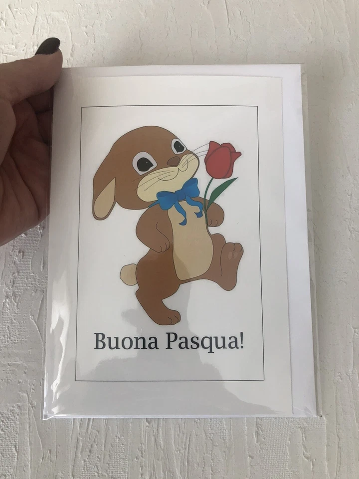 Buona Pasqua - Happy Easter Bunny Fiori Greeting Card - Image 1 of 1