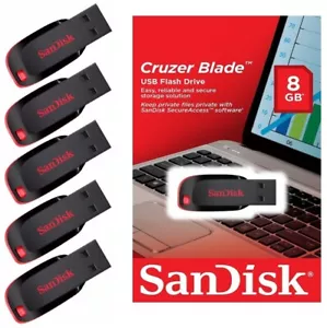 5 x SanDisk 8GB Cruzer Blade USB 2.0 Flash Drive Memory SDCZ50-008G-B35 Retail - Picture 1 of 4