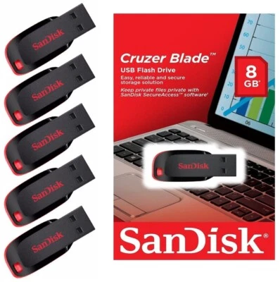 5 x SanDisk 8GB Cruzer Blade USB 2.0 Flash Drive Memory SDCZ50-008G-B35 Retail - Image 1 of 4