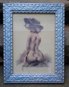 VTG JULIAN RITTER PRINT SEATED NUDE IN ORIG FRAME. COLORS FINE, CONDITION GOOD - Picture 1 of 11