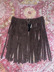 bebe vintage deadstock suede fringe brown skirt - Picture 1 of 4