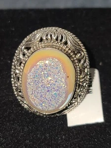 Sterling Silber Ring 925 Drusy Quarz Neu Mit Etikett  - Bild 1 von 6