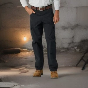 Men's Wrangler Workwear 44x30 Jet Black Cargo 7 Pocket Pants Relaxed - Picture 1 of 6