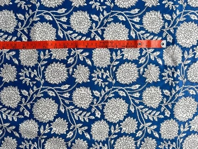 100% Indian Cotton Fabric Hand Block Floral Print Craft Sewing Fabric 5 Yard - Image 1 of 3