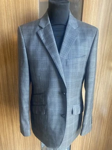 HAWES & CURTIS JERMYN ST. 3 PIECE SUIT 42R 36W 37L GREY CHECK WOOL SUPERB - Picture 1 of 9