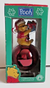 POOH SANTA ORNAMENT SITTING ON RED BULB HOLDING HONEY POT NIB EDEN PRAIRIE MN - Picture 1 of 6