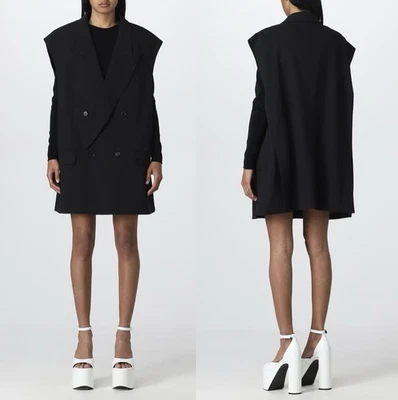Balenciaga Garde-Robe 双排扣超大夹克外套背心黑色美国 6 全新带标签 — 第 1/4 张图片