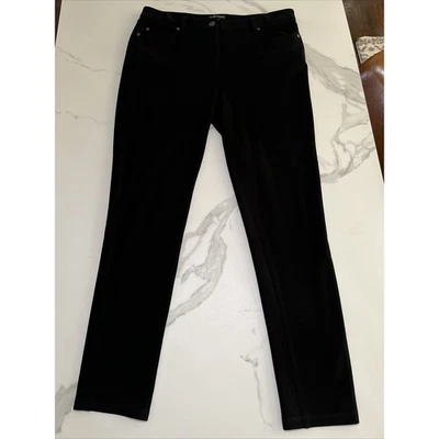 Pantalones Eileen Fisher Negros Elastizados Carrera Yoga Botón Legging Cónico Talla 10 Foto 1 de 4