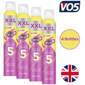 4 x VO5 Mega Hold XXL Mousse Extra Strong Hair Styling Foam Frizz Control 300ml - Picture 1 of 1