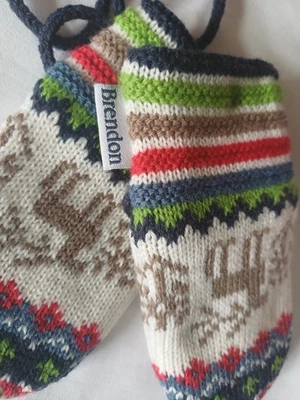 Adorable Lined Baby Mittens by BRENDON With String Excellent Condition One Size - Image 1 of 4