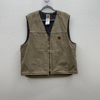 Chaleco de Trabajo Carhartt Tostado Cuello en V Forrado de V Lona de Pato V19 Para Hombres Talla XL Foto 1 de 4