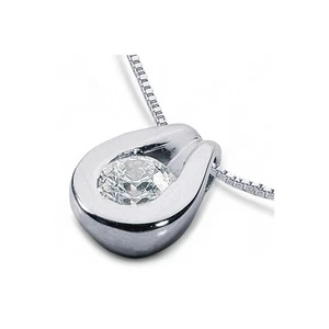 1,27ct G SI2 runder Erdabbau zertifizierter Diamant Weißgold Solitär Anhänger - Bild 1 von 3