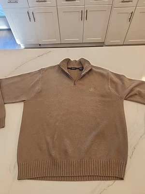Suéter Suéter Izod Talla L XFG Algodón Cool FX Bronceado Cremallera Cuello  Foto 1 de 4