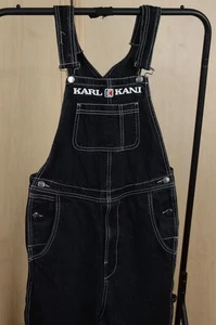 Karl Kani schwarze Denim Latzhose Baggy Streetwear Vintage Gr. S - Bild 1 von 9