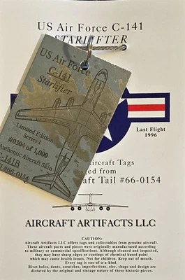 Genuine Military USAF C-141 Metal Skin Fuselage Plane Tag Rare Aircraft Artifact - Image 1 of 4