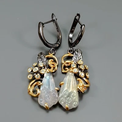 Gemstone 18 ct Natural Labradorite Earrings 925 Sterling Silver /E127530 - Image 1 of 4