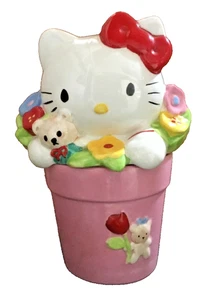 Sanrio Hello Kitty Ceramic Planter Flower Pot Lidded Container Mexico - Picture 1 of 13