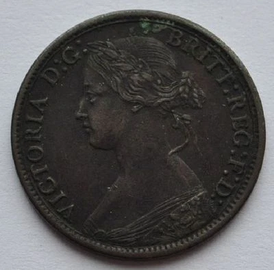 1868 UK Great Britain 1 Farthing XF Coin Sharp Details Queen Victoria - Image 1 of 4