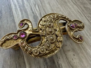 Original Christian Dior Vintage Haarspange Gold Lila Strass - Bild 1 von 14