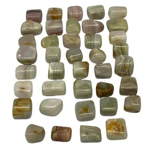 1000g, 0,9"-1,4", 39 Stück, grün/gebändert Onyx Trommelsteine @Afghanistan, B26690 - Bild 1 von 10