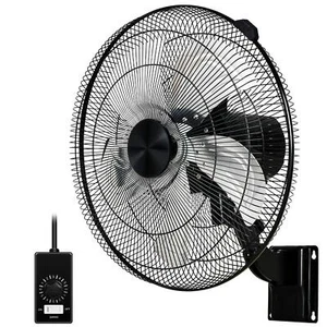 18 Inch Wall Mount Fan 5 Speed Settings 90 Degree Horizontal Oscillation Black - Picture 1 of 8
