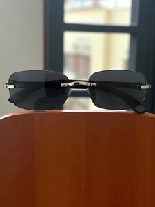 Occhiali da sole di lusso occhiali senza montatura design ispirato custodia/panno incluso - Foto 1 di 7