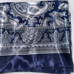 Paisley Blue Ladies Precious Square Scarf Blue 34” X 34” Material UKN Satin New - Picture 1 of 9