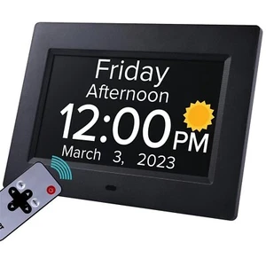 7 Inch Clock with Day and Date for Elderly Large Display Digital Clock US Plug - Picture 1 of 5