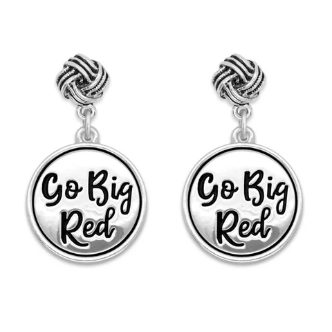 Nebraska Cornhuskers Go Big Red Silver Twist and Shout Earrings Jewelry Gift Cover