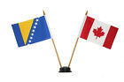 Canada & Bosnia-Herz. 4" X 6" Double Stick Flag With Black Stand On 10" Pl. Pole