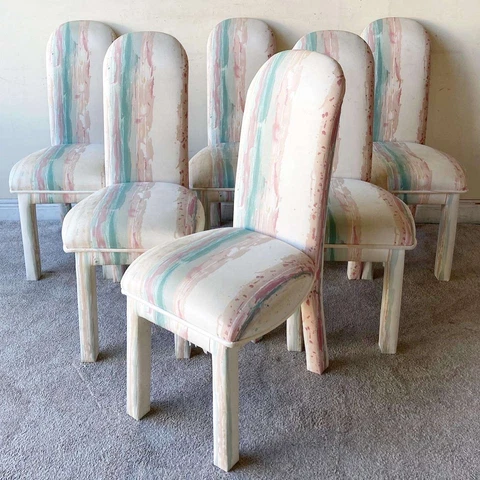 Postmodern Multi Colored Parsons Dining Chairs Cover