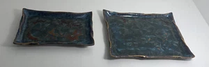 Ceramic Pottery Macrocrystalline Glazed Plates Hong Rubenstein Turquoise Signed - Picture 1 of 8
