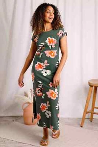 NEU Weird Fish Mirren Bio Baumwolle Maxikleid, dunkelgrün - Bild 1 von 4