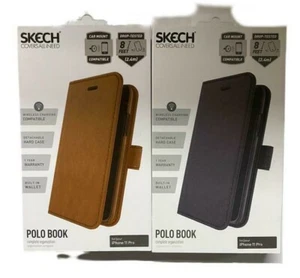 Skech Polo Book Wallet Credit Card Case For iPhone 11 Pro (5.8inch) Black Brown - Picture 1 of 12