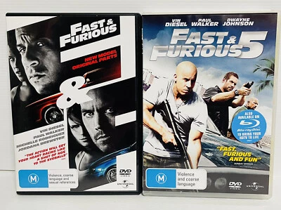 2x DVD: Fast And Furious, Fast & Furious 5, PAL 2&4, Free Au Post, Like New - Image 1 of 4