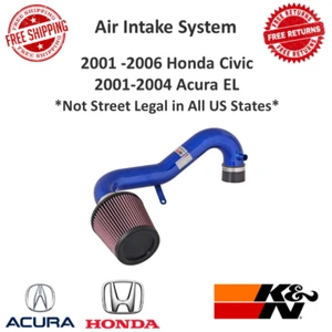K&N Performance Blue Red Air Intake System For 01-05 Civic 01-05 Acura EL 1.7L - Bild 1 von 12