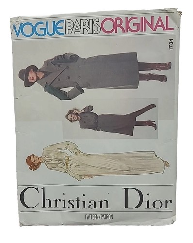 Cappotto e abito vintage Vogue Paris motivo da cucito originale Dior taglia 12 Cappotto e abito Misses' 1734