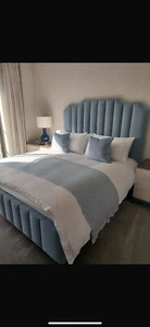 Handmade Bespoke Superking Bed Frame In Powder Blue, Excellent Condition* - Picture 1 of 4