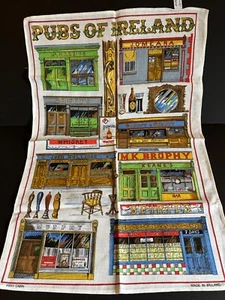 Vintage Pubs of Ireland Irish Cabin Linen Cotton Kitchen Bar Towel 19 x 28 in - Picture 1 of 8
