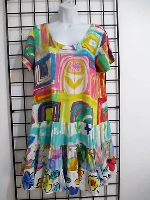 VESTIDO "VINTAGE" JAMS WORLD 🌸 PEQUENO== PADRÃO FLORAL/OLHO DOCE MULTICOLORIDO - Imagem 1 de 4