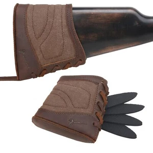 Leder & Canvas Gewehr Flinte Rückstoß Pad Jagd Gewehr Hinterschaft Abdeckung Neu - Bild 1 von 48